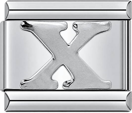 Silver Letter X Single Charm