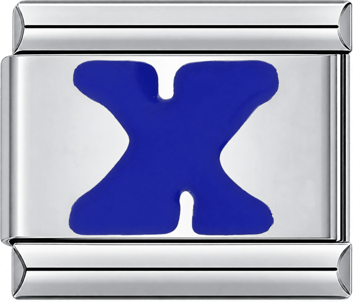 Blue Letter X Single Charm