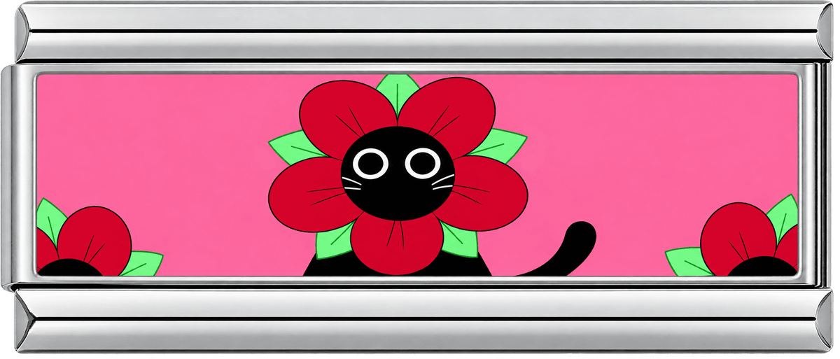 Flower Black Cat Double Charm