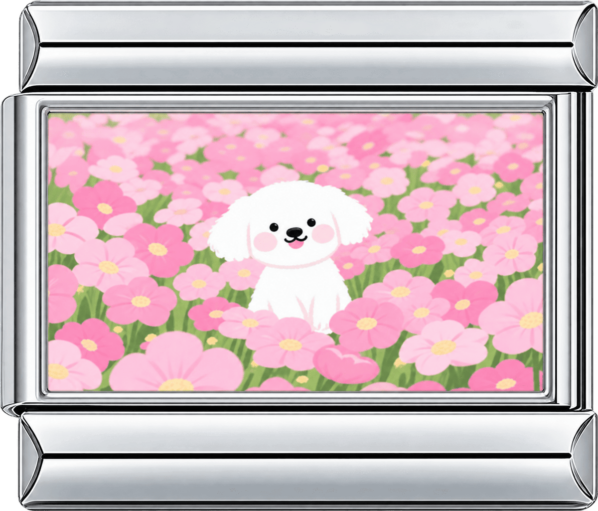 Pink Flower Puppy Single Charm