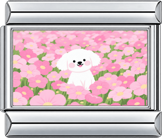 Pink Flower Puppy Single Charm