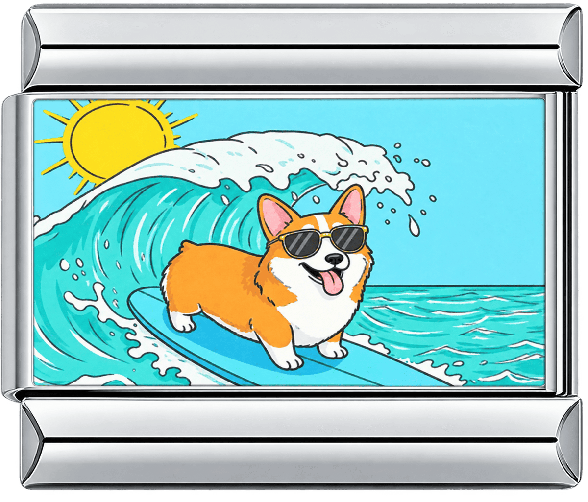 Surfing Corgi Single Charm