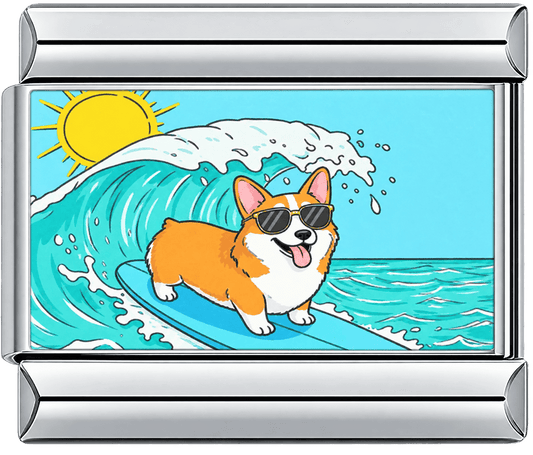 Surfing Corgi Single Charm