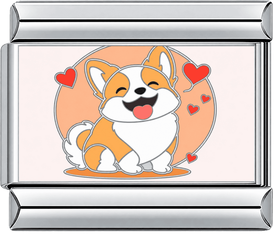 Happy Corgi Hearts Single Charm