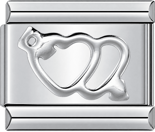 Cupid Double Heart Single Charm