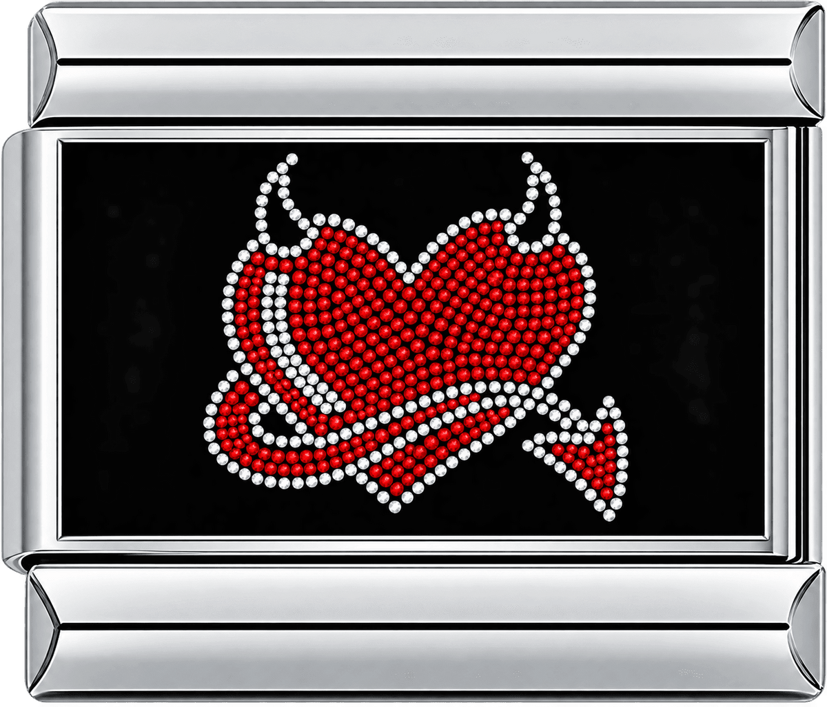 Devil Heart Rhinestone Single Charm