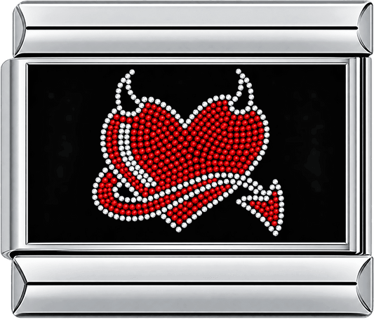 Devil Heart Rhinestone Single Charm