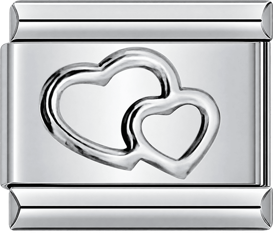 Silver Double Heart Single Charm