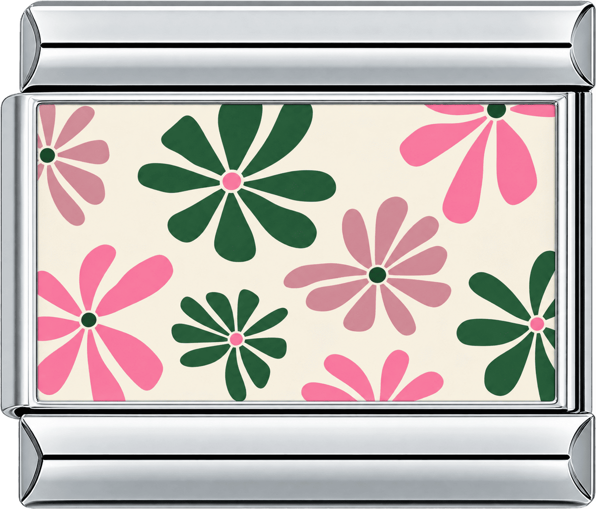 Retro Pink & Green Floral Single Charm