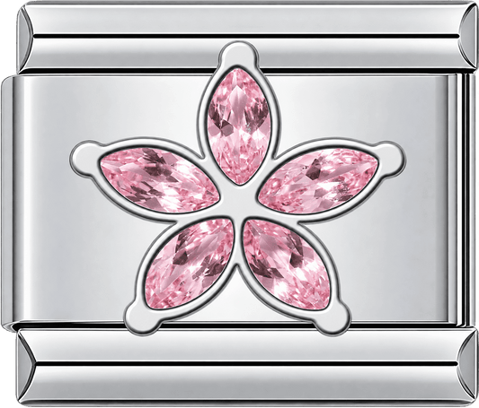 Pink Crystal Flower Charm