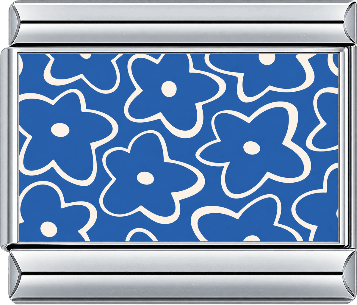 Blue Flower Outline Single Charm