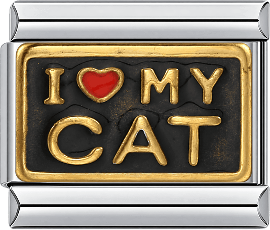Black & Gold I Love My Cat Single Charm