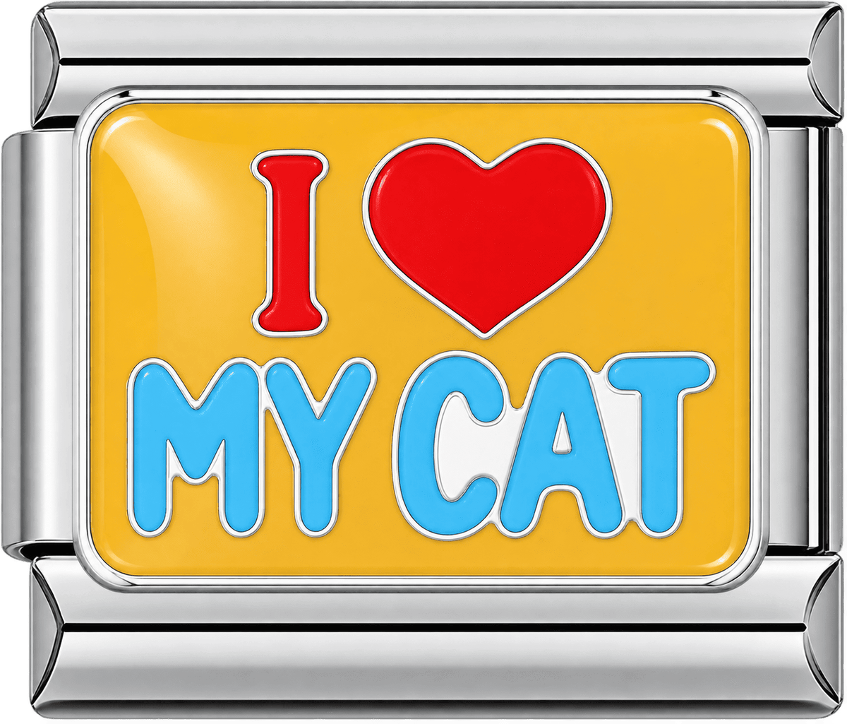 I Love My Cat Yellow Enamel Single Charm