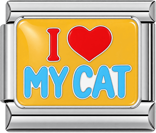 I Love My Cat Yellow Enamel Single Charm