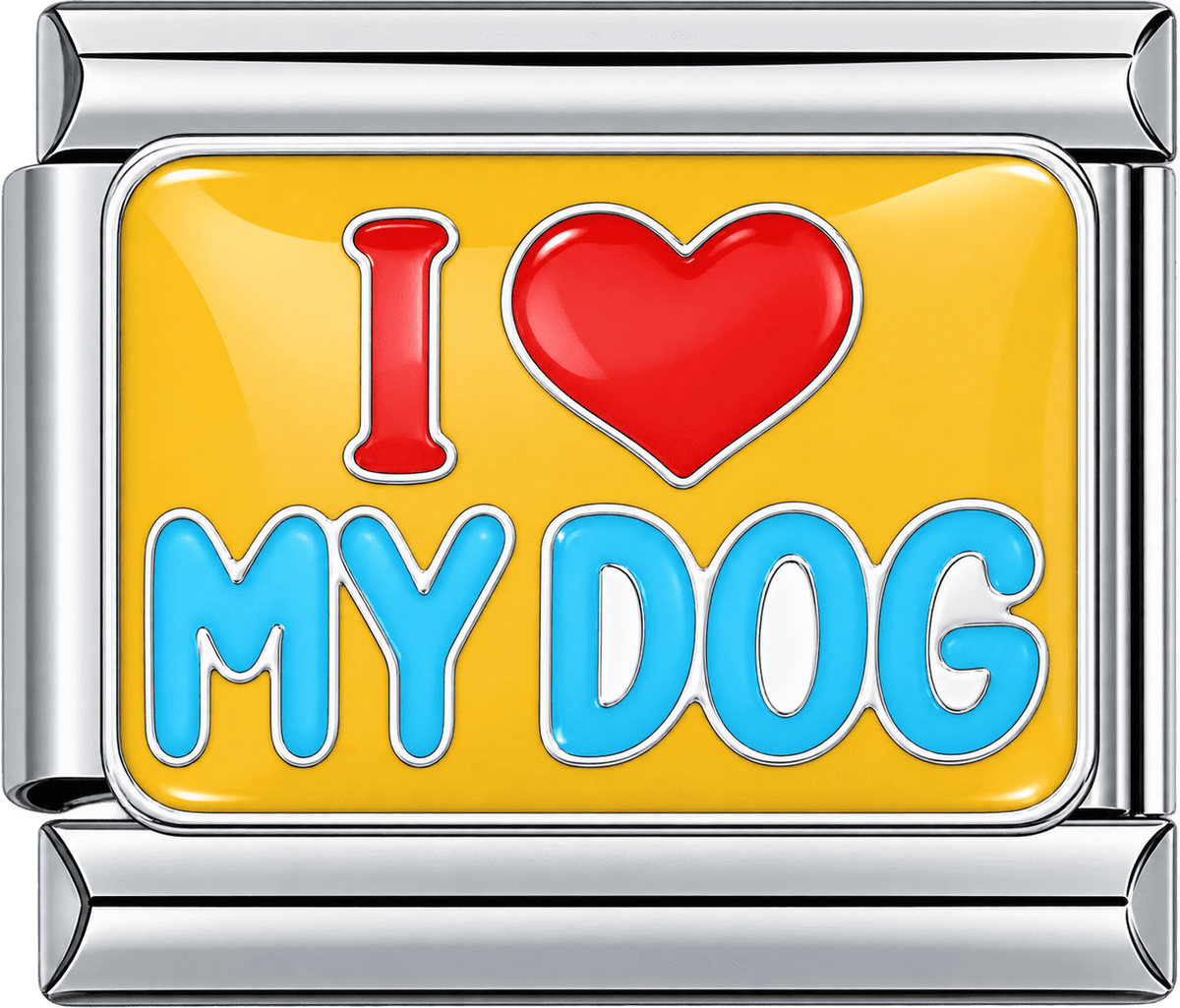 I Love My Dog Yellow Enamel Single Charm