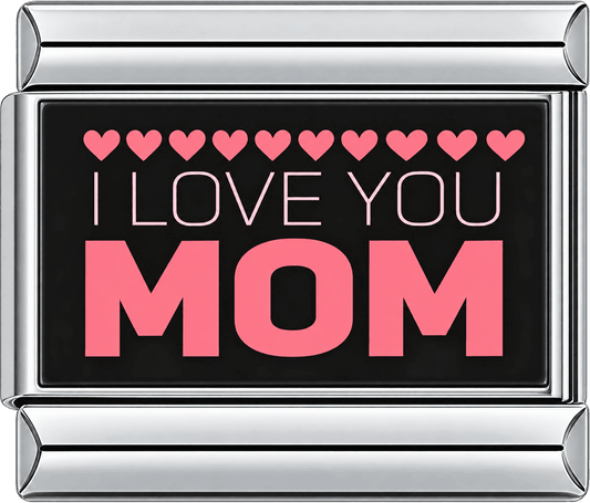 I Love You Mom Hearts Single Charm