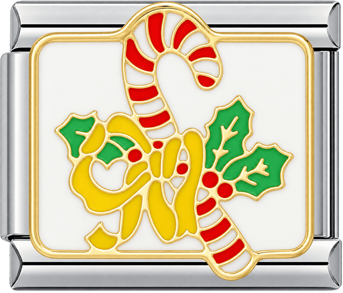 Candy Cane & Holly Single Charm