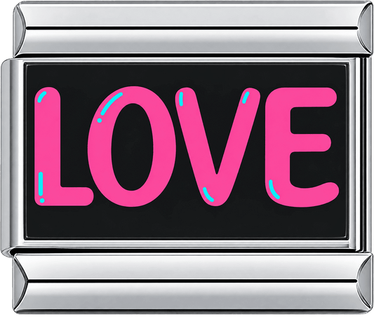 Pink LOVE on Black Single Charm