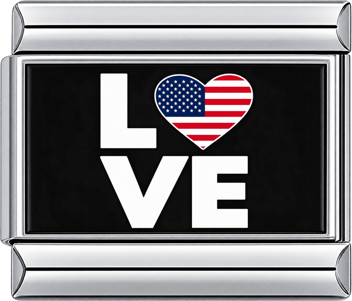 LOVE American Flag Heart Single Charm