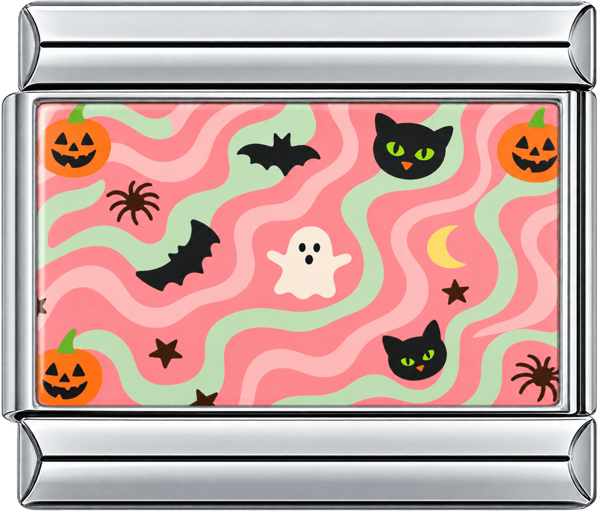 Pink Wavy Halloween Icons Single Charm