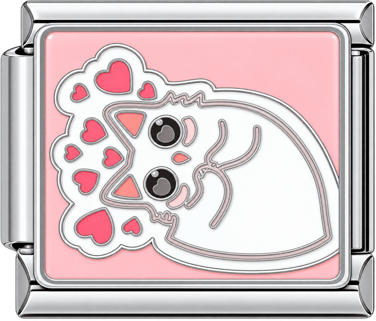 Kissing Cats with Hearts Single Charm