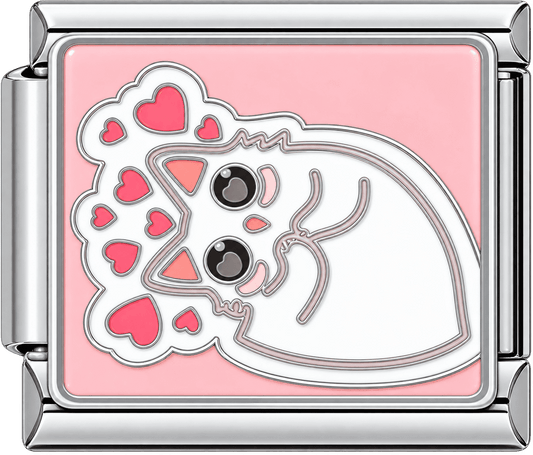Kissing Cats with Hearts Single Charm
