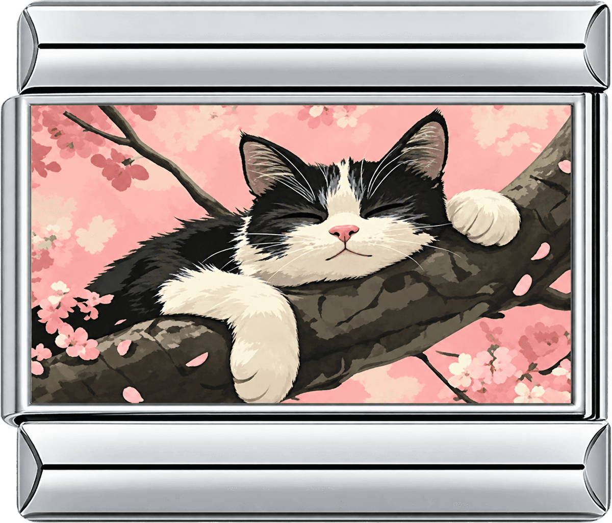 Sleeping Blossom Cat Single Charm