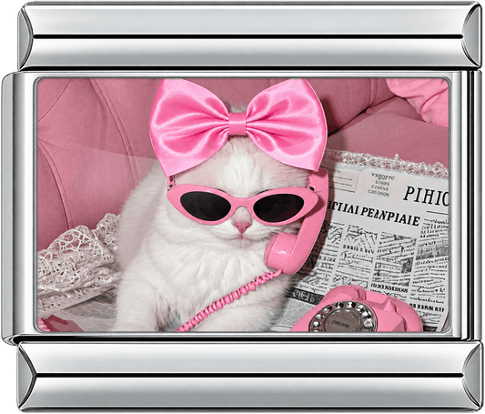 Pink Glam Cat Phone Single Charm