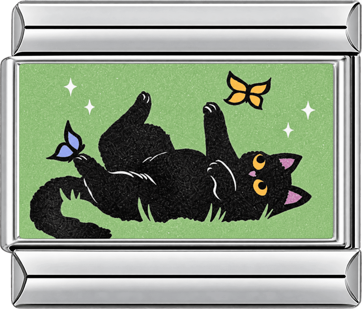 Butterfly Black Cat Single Charm
