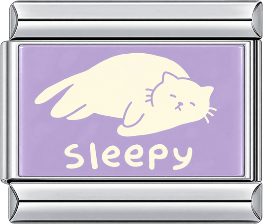 Sleepy Lavender Cat Single Charm