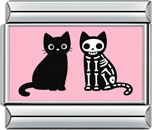Black and Skeleton Cat Single Charm