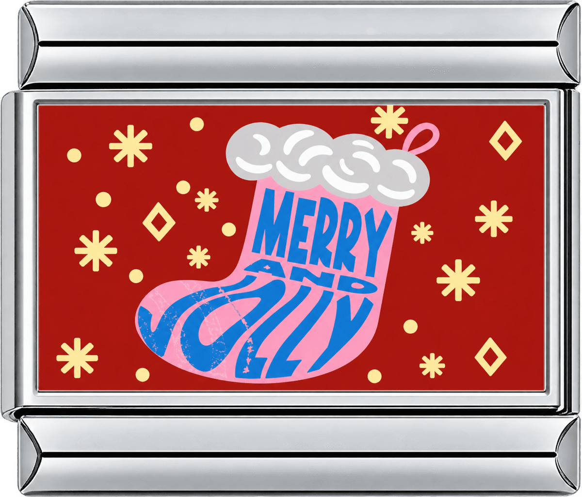 Pink Stocking Merry And Jolly Single Charm