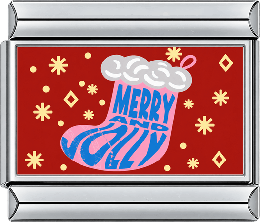 Pink Stocking Merry And Jolly Single Charm