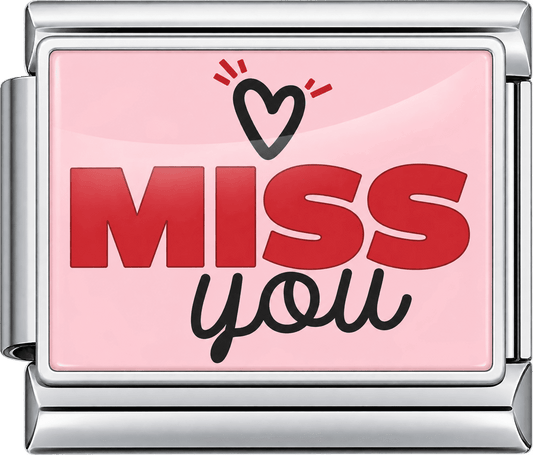 Pink Miss You Heart Single Charm