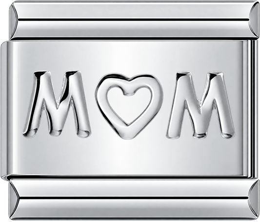Silver Mom Heart Single Charm