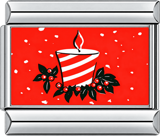 Striped Christmas Candle Single Charm