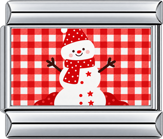 Red Gingham Snowman Single Charm