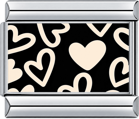 Cream Hearts on Black Single Charm