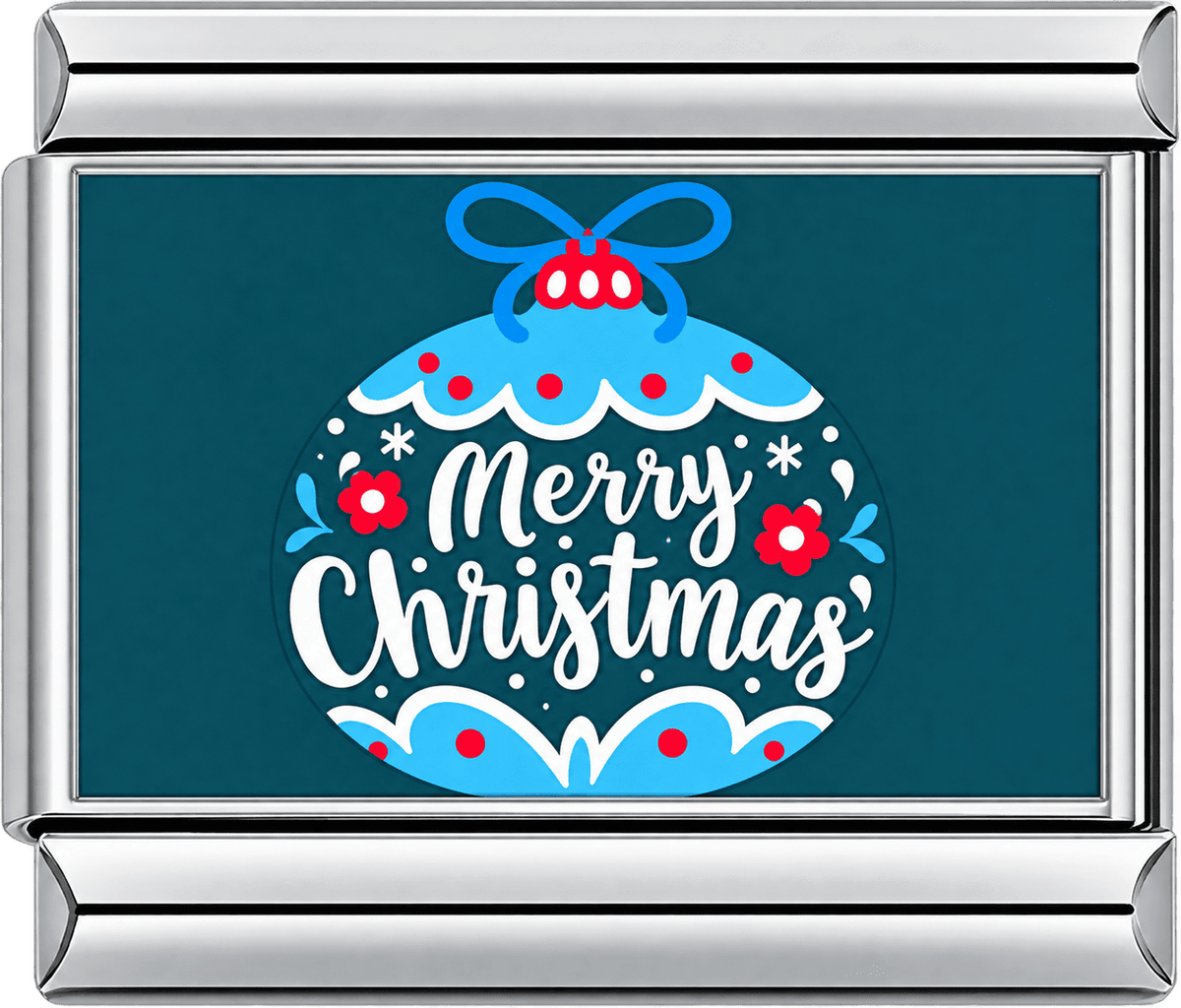Blue Ornament Merry Christmas Single Charm