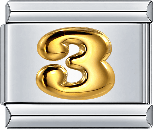 Gold Number 3 Single Charm