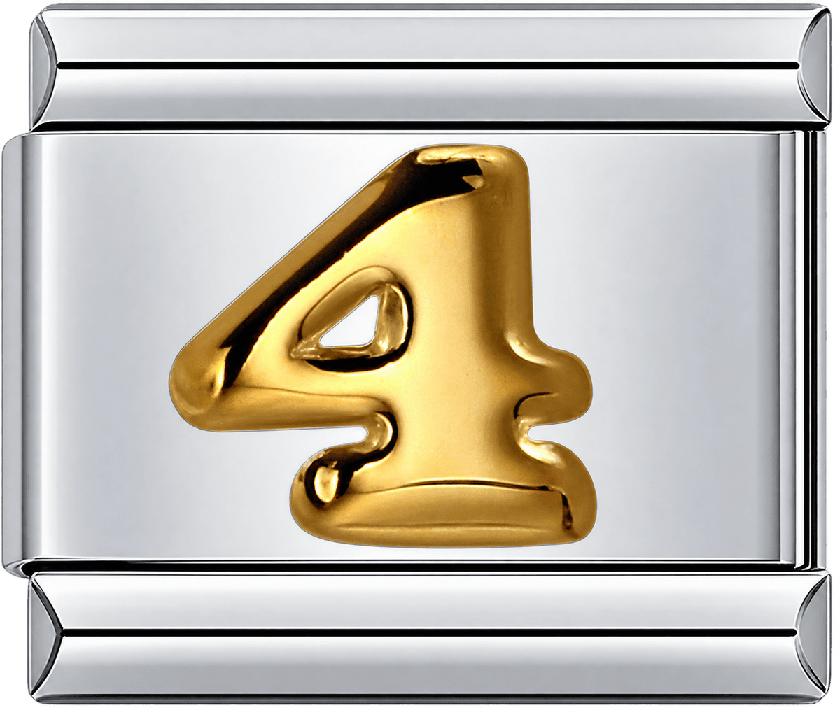 Gold Number 4 Single Charm