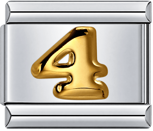 Gold Number 4 Single Charm