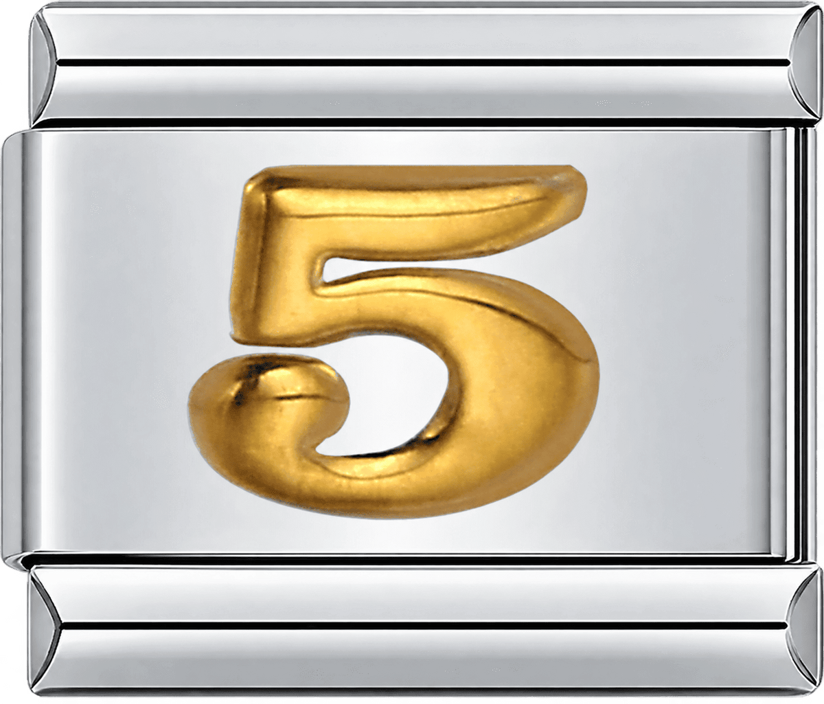 Gold Number 5 Single Charm