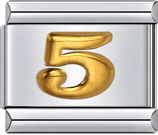 Gold Number 5 Single Charm