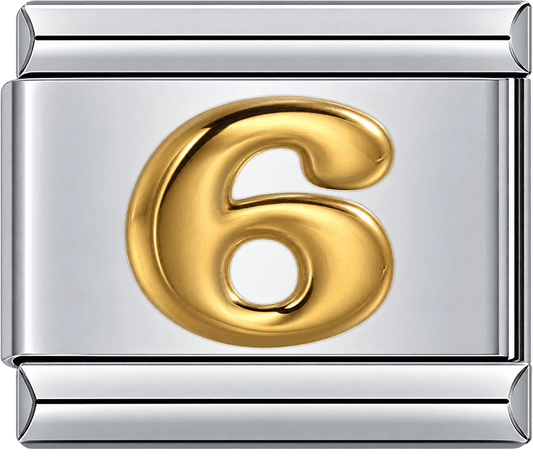 Gold Number 6 Single Charm