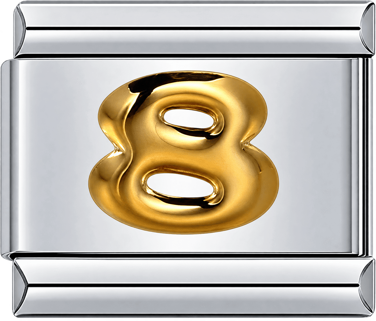 Gold Number 8 Single Charm