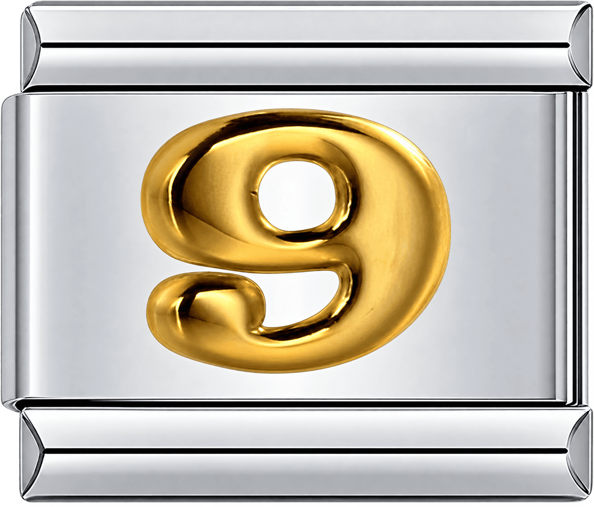Gold Number 9 Single Charm