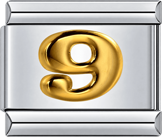 Gold Number 9 Single Charm