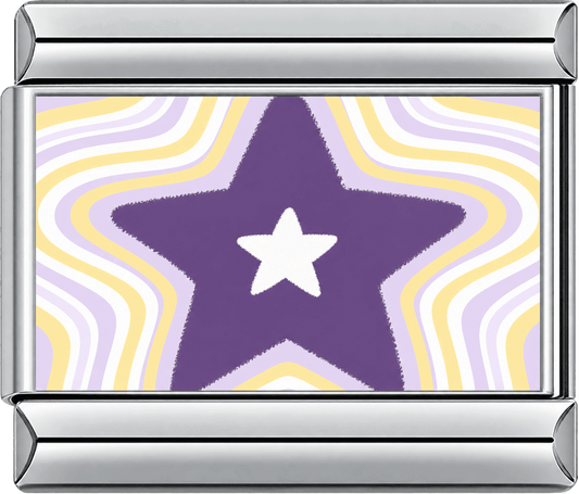Purple Retro Star Single Charm