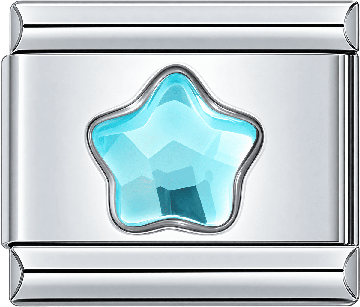 Aqua Crystal Star Single Charm